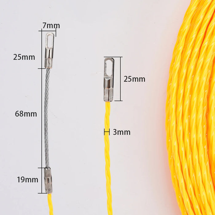 3mm 10-50M Fiberglass Fish Tape Reel – Cable Puller for Telecom and Electrical Wall Wire Conduit