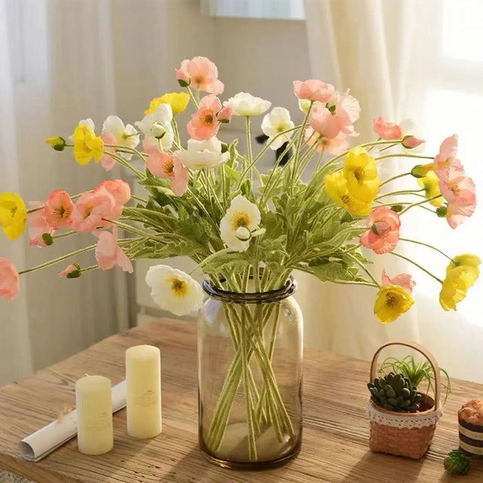 Artificial Silk Poppy Flowers Bouquet – Home Decor, Garden, Party, and Wedding Decoration, DIY Vase Accessories (1PC)