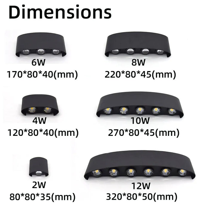 Modern LED Wall Sconce – Up & Down Indoor Outdoor Wall Lamp for Living Room, Bedroom & Hallway