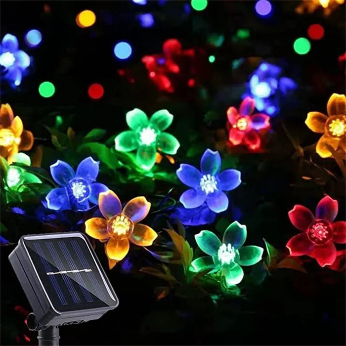 Solar Garden Flower String Lights – Waterproof Outdoor LED Fairy Lights with 8 Modes for Holiday, Christmas, and Decorative Lighting