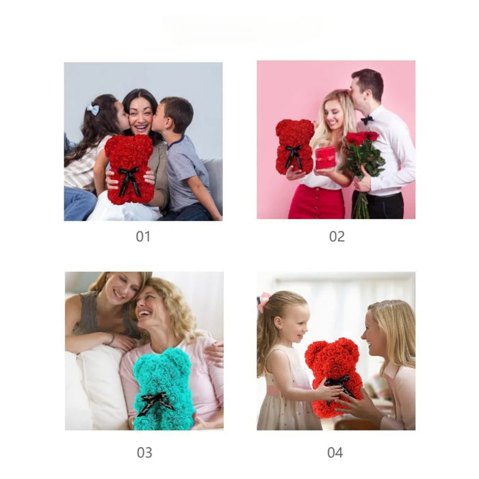 Artificial Eternal Rose Teddy Bear - Romantic Gift for Mother's Day, Valentine's Day, Birthday & Anniversary - Perfect Home Decoration
