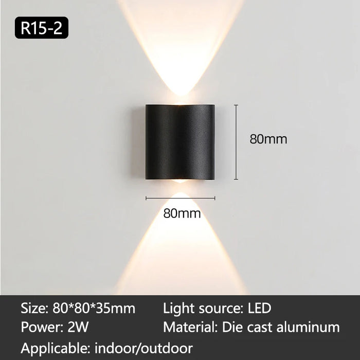 LED Outdoor Aluminum Alloy Waterproof Wall Lamp – Up and Down Luminous Exterior Corridor Light, IP65 Waterproof for Aisles, Patios, and Outdoor Spaces