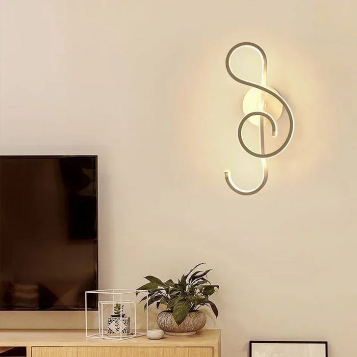 Modern LED Wall Lamp - Musical Note Wall Sconce for Bedroom, Living Room, and Study, Touch On/Off, Up & Down Light Direction, Indoor Home Decor