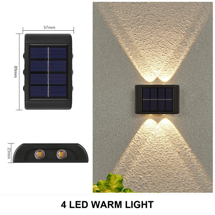 LED Solar Wall Light – Waterproof Outdoor Lighting for Garden, Courtyard, Pathway, and Street – Modern Decorative Wall Lamp with Up and Down Luminous Effect – IP65, Solar Powered, 1-12 Pack