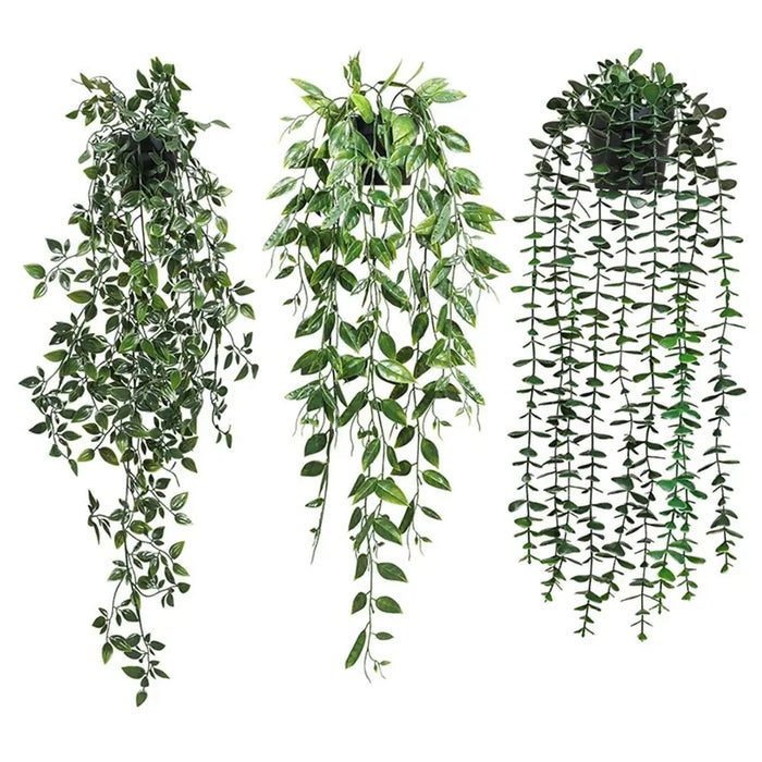Artificial Hanging Plants with Pot – 80CM/65CM/83CM Fake Vine Shelf Plants for Home, Office, Wedding & Party Decor – Realistic Potted Hanging Vines