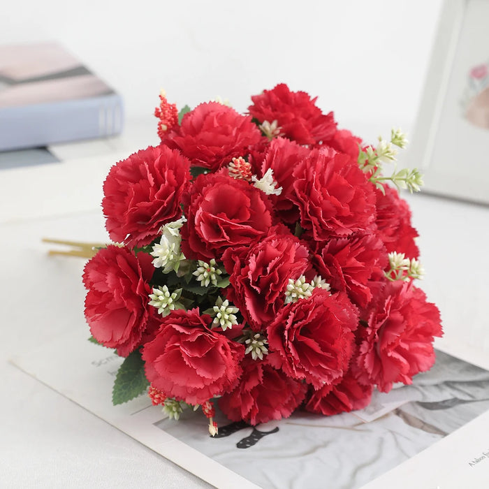 28cm Artificial Carnation Bouquet – 1/3 Pieces Silk Flower for Home, Wedding, Room, Garden Decoration, DIY Bride Holding Flowers