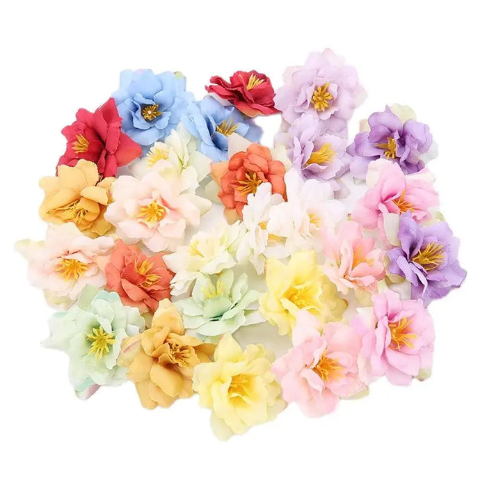 10PCS Artificial Silk Rose & Orchid Flower Heads – 5.5cm Decorative Flowers for DIY Wreaths, Wedding Decorations, and Home Craft Projects