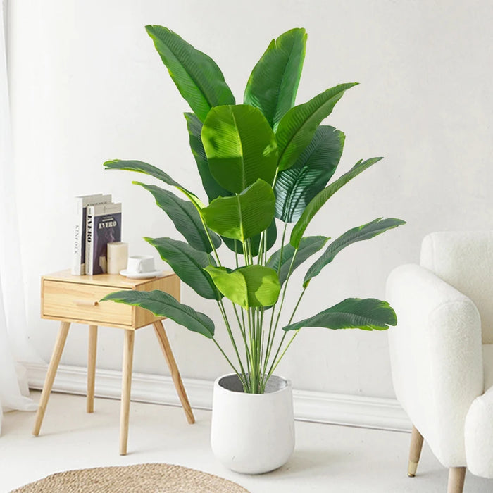 Large Artificial Tropical Palm Tree – Real Touch Fake Banana Plant for Home, Garden, and Party Décor, Size 80CM, 65CM and 88CM