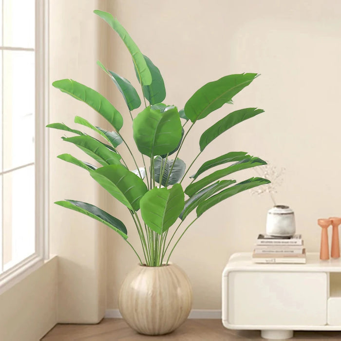 Artificial Tropical Palm Tree – Large Leaf Strelitzia with Fake Banana & Monstera Leaves for Home, Garden, and Office Decoration