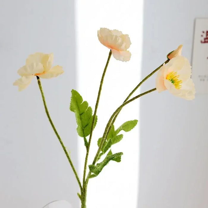 Artificial Silk Poppies Bouquet – Lifelike Fake Poppy Flowers for Wedding, Home, Party Decor – 60cm Long Branch for Table & Event Decoration