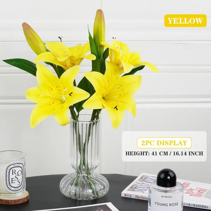 41cm Artificial Silk Lily Bouquet – DIY Creative Floral Arrangement for Home, Wedding, Party & Living Room Decor – Perfect Gift for Friends