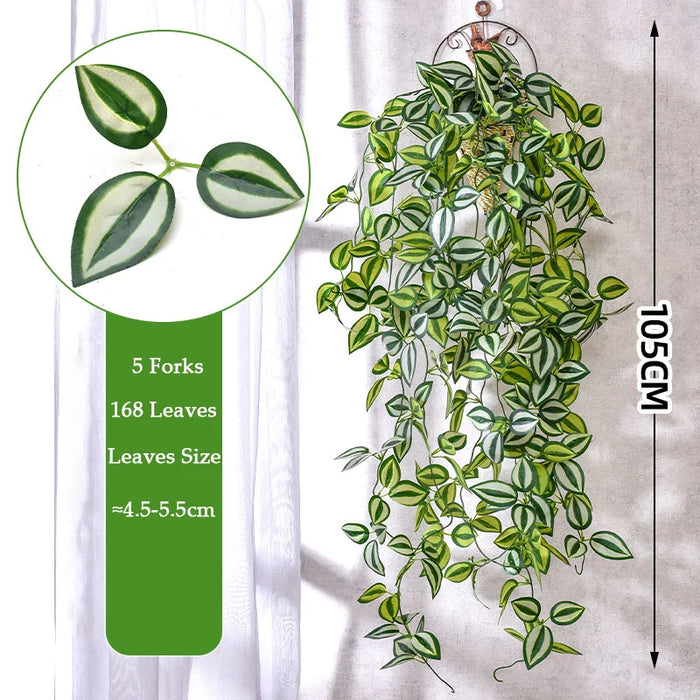 plastic creeper plants 105CM Artificial Ivy Vines – 5 Forks Green Plastic Creeper Hanging Pla — Clasterior
