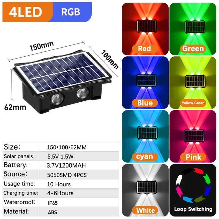 Solar Up Down Wall Light – Waterproof LED Outdoor Wall Lamp for Garden, Balcony & Yard Decoration