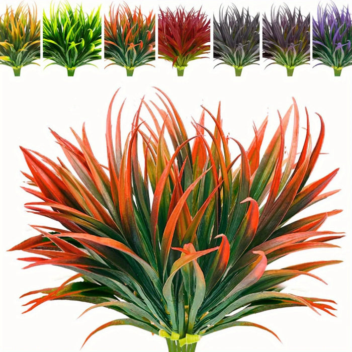 10PCS Simulated Chlorophytum Artificial Plants – Faux Boston Fern Bushes with Plastic Leaves for Outdoor Garden Decoration