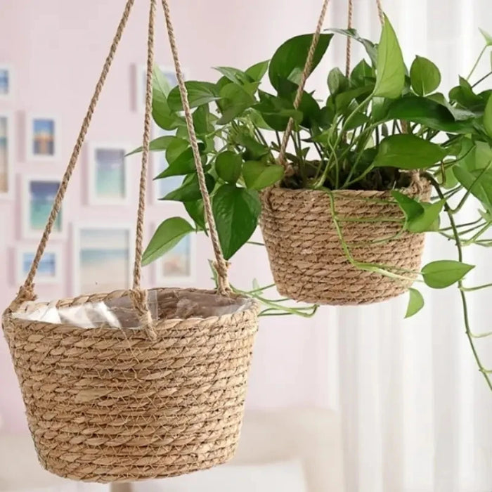 Garden Hanging Planter Macrame Basket – Woven Jute Rope Flower Pot Holder for Indoor/Outdoor – Plant Storage Hangers for Home, Patio, Balcony