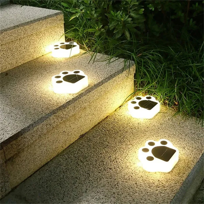 LED Solar Garden Lights – Waterproof Dog & Cat Paw Print Outdoor Pathway Lamp | Solar-Powered Lawn and Garden Decoration