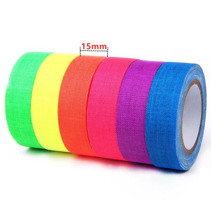 Fluorescent UV Cotton Tape – Glow in the Dark Neon Gaffer Tape for Party Decorations, Safety Warning, and Home Decor