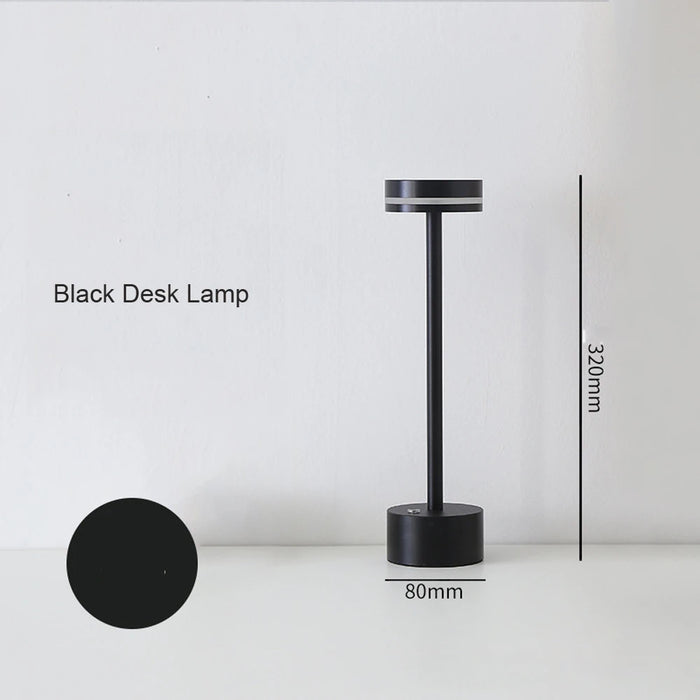 LED Desktop Table Lamp – USB Rechargeable, Touch Dimming Metal Night Light for Coffee Bars, Restaurants, and Bedside Reading