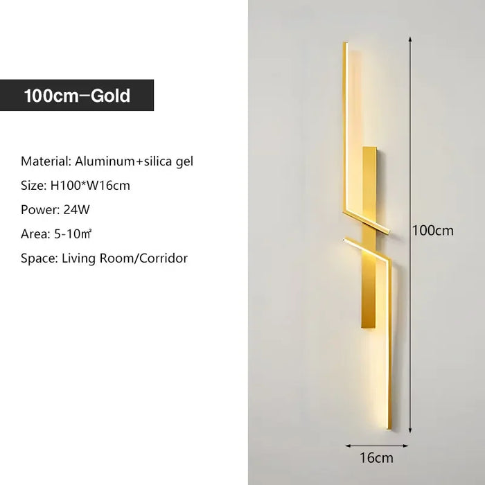 Modern Black and Gold LED Wall Lamp – Wall Mounted Lighting for Corridor, Bedroom, Living Room, and Indoor Spaces