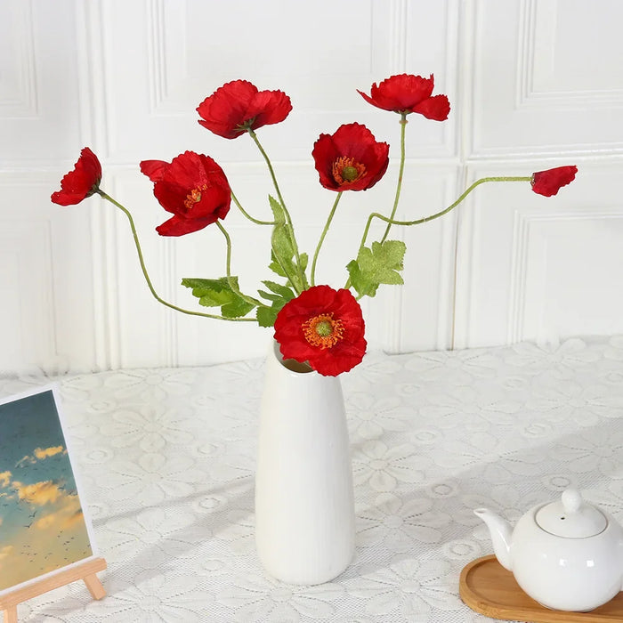 4-Head Artificial Poppy Flowers – Silk Western Chrysanthemum for Wedding, Home, and Pastoral Decor