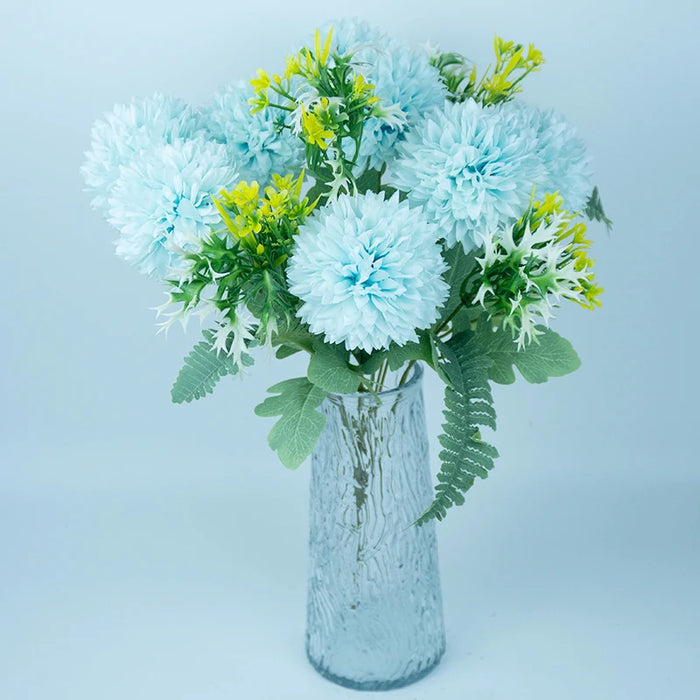 Large Artificial Chrysanthemum Flower Balls – 12 Forks, 8 Heads, 48cm Wedding & Home Décor, Faux Flowers Bouquet