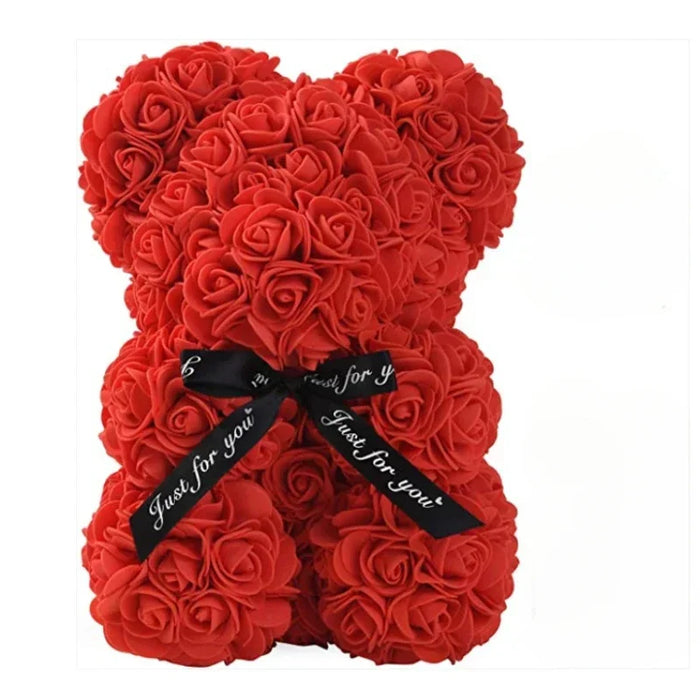Artificial Eternal Rose Teddy Bear - Romantic Gift for Mother's Day, Valentine's Day, Birthday & Anniversary - Perfect Home Decoration