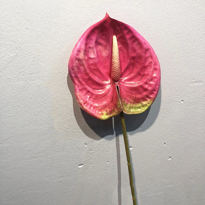57CM Artificial Anthurium Flower – Realistic Faux Single Stem Flower for Wedding, Home, and Party Decoration