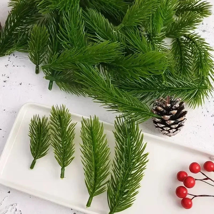 Artificial Pine Needles for Christmas Decoration – 6-12cm Green Fake Pine Branches for DIY Wreaths, Xmas Tree, & Ornaments