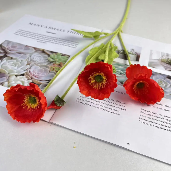 Artificial Silk Poppy Flowers Bouquet – Home Decor, Garden, Party, and Wedding Decoration, DIY Vase Accessories (1PC)