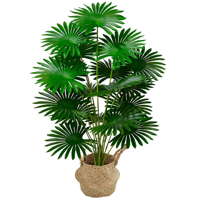 Artificial Tropical Tung Palm Tree – Large Floor Standing Fake Plant with Nordic Style Green Leaves for Home and Garden Décor
