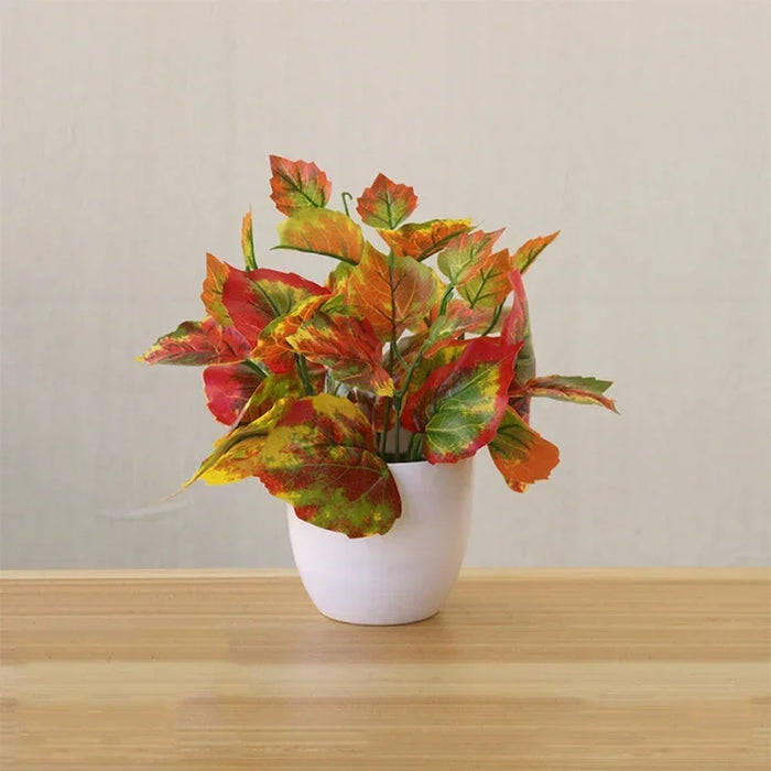 Artificial Bonsai Plant – Lifelike Simulation Green Basil, Red Basil, Maple Leaf & Watermelon Leaf – Perfect for Home, Office, Living Room & Desk Decoration