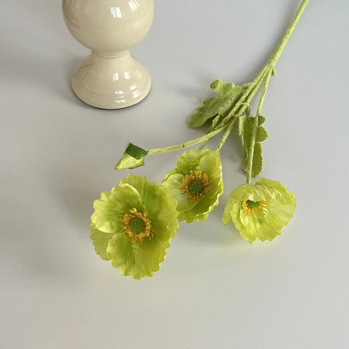 4-Head Artificial Poppy Silk Flower Bouquet – Home, Wedding, Party, and Garden Decoration