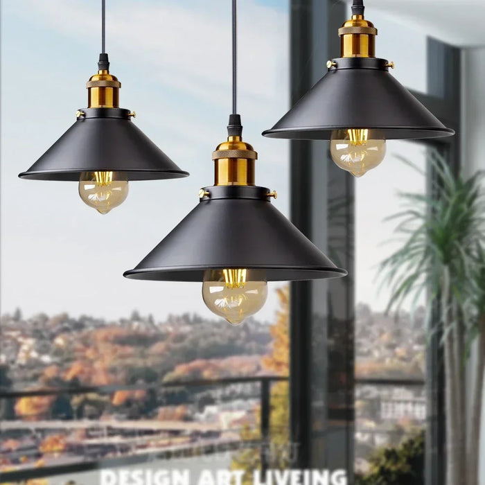 Vintage 3-Head Pendant Light – E27 LED Hanging Lamp for Kitchen, Dining Room, and Bedroom