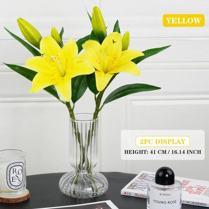 41cm Artificial Silk Lily Bouquet – DIY Creative Floral Arrangement for Home, Wedding, Party & Living Room Decor – Perfect Gift for Friends