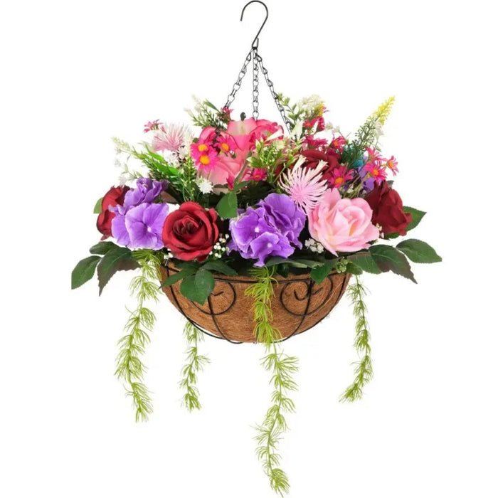 Artificial Hanging Flower Basket – 30cm Garden Decoration with Coconut Liner for Balcony, Patio, and Home Décor