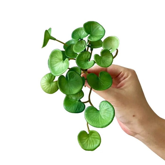 Soft Glue Artificial Green Copper Coin Grass – Faux Succulent Plant Wall Hanging for Home & Office Décor
