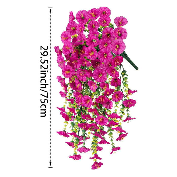 1PC Artificial Morning Glory Vine – Faux Violet Hanging Flowers with Lush Green Leaves for Home, Garden, and Wedding Decoration