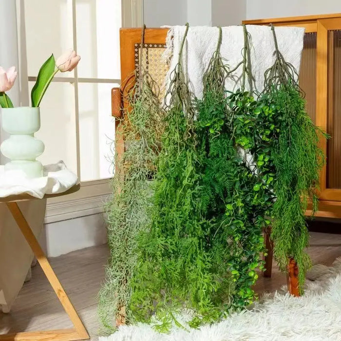 hanging grass plant Artificial Hanging Green Ivy Vine – Plastic Rattan Grass Plant for Hom — Clasterior