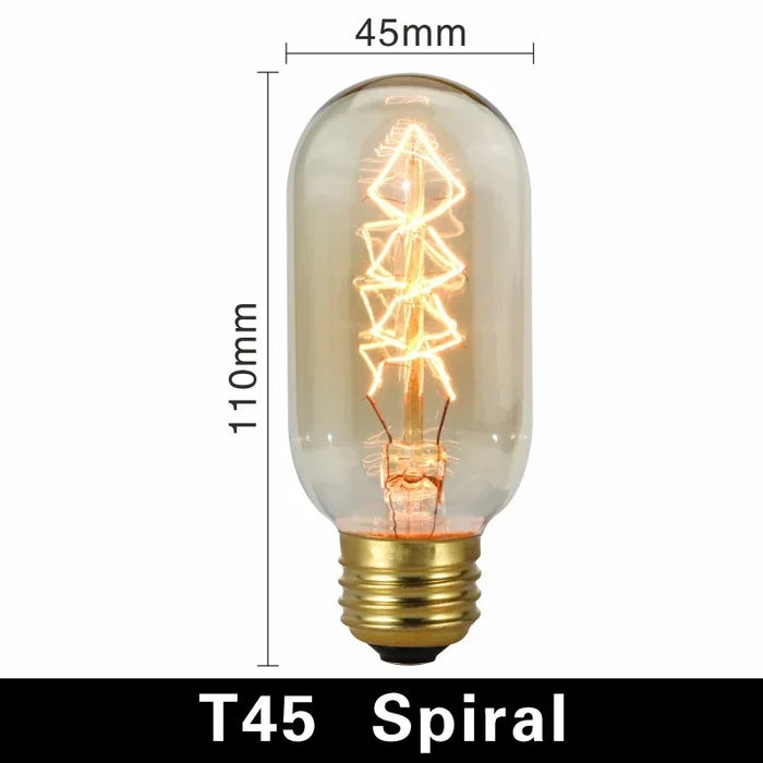 Edison Vintage Light Bulb E27 40W - Retro Filament Incandescent Bulb for Living Room, Bedroom, and Dining Room - Available in ST64, A19, G80, G95, T10, T45, T185 Shapes