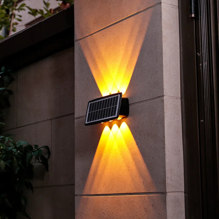 Solar Wall Lamp LED Outdoor Waterproof Garden Decoration – Up and Down Luminous Lighting for Porch, Balcony, Garden, and Street