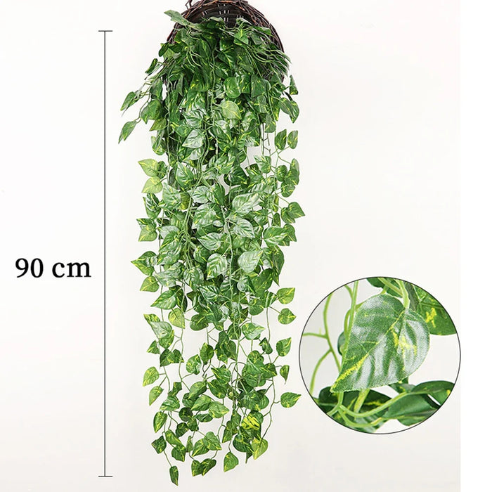 Artificial Green Vine Hanging Plant – Rattan Wall Decoration for Home, Garden, Wedding, and DIY Projects