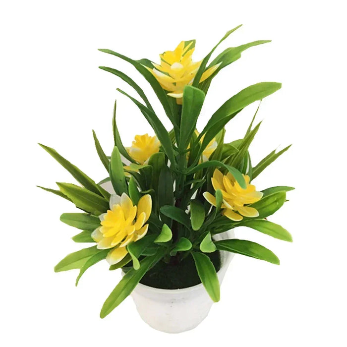 Artificial Potted Bonsai Plant – Simulation Fake Flower in Yellow, Red, Pink, Orange, Purple for Home, Garden, and Table Decoration