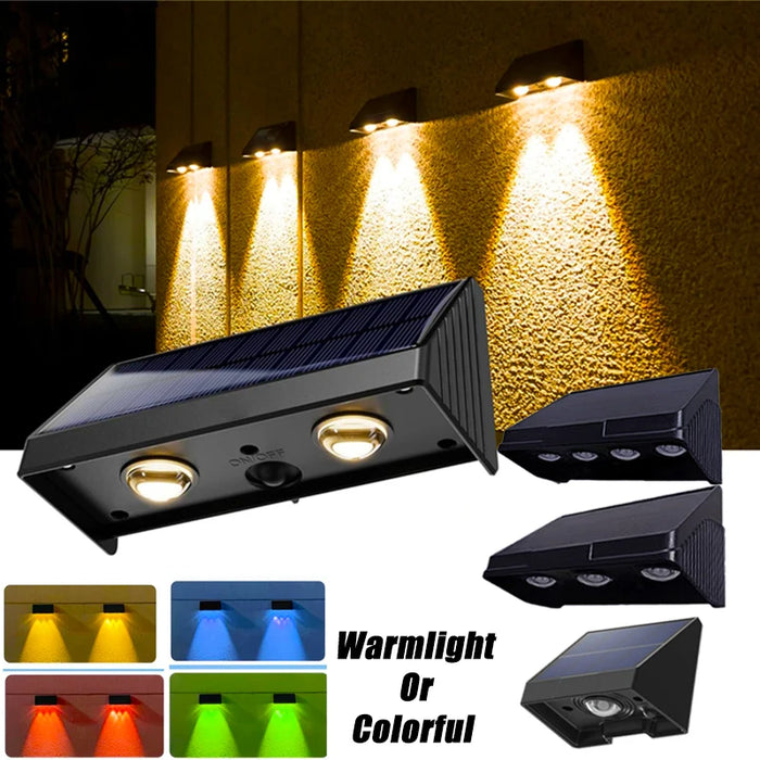 Solar Wall Light LED Outdoor Lamp – Waterproof, Solar-Powered, 1/2/3/4 LED Beads for Porch, Balcony, Courtyard, and Fence Decor