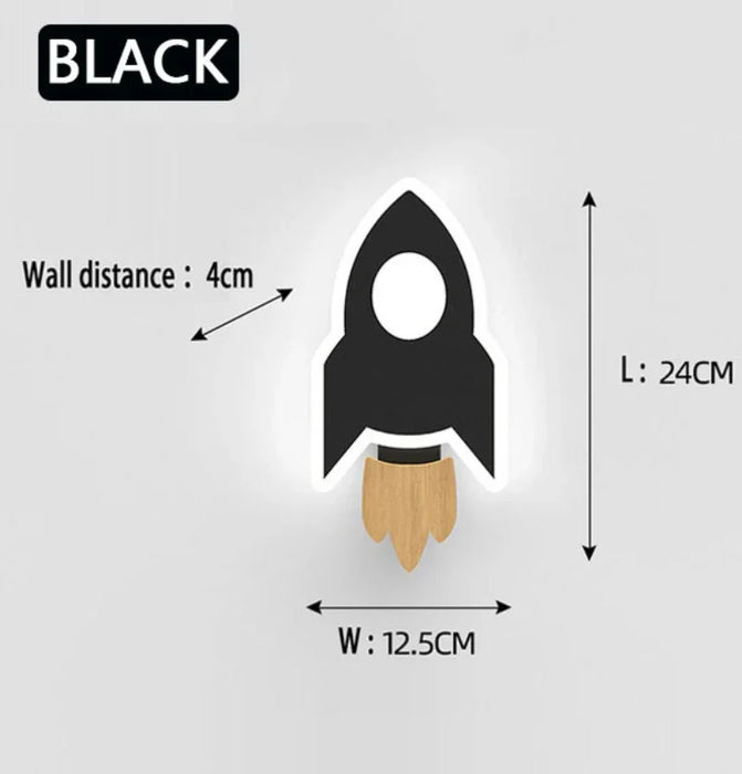 Modern Cartoon Rocket LED Wall Lamp – Creative Moon and Star Light for Kids’ Bedroom, Bedside, and Children's Room Decor