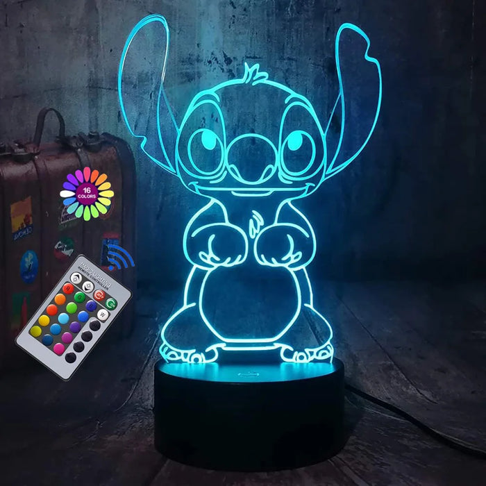 3D Illusion Stitch Night Light – Remote Control and Smart Touch LED Lamp for Bedroom, Kids’ Room, and Gifts – Perfect for Birthdays, Valentine’s Day, and Christmas