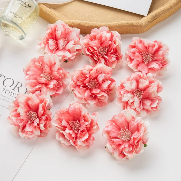 10Pcs Artificial Silk Peony Flowers – DIY Craft Fake Stamen Heads for Wedding, Home, Valentine’s Day, and Outdoor Décor
