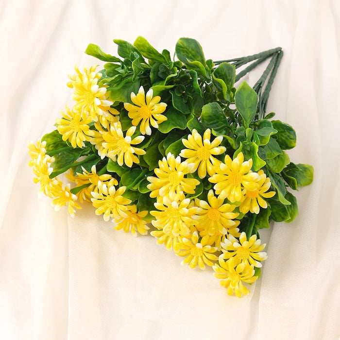 33cm Artificial Daisies - UV Resistant Colorfast Plastic Flowers for Wedding, Home, and Outdoor Decor | DIY Artificial Flowers