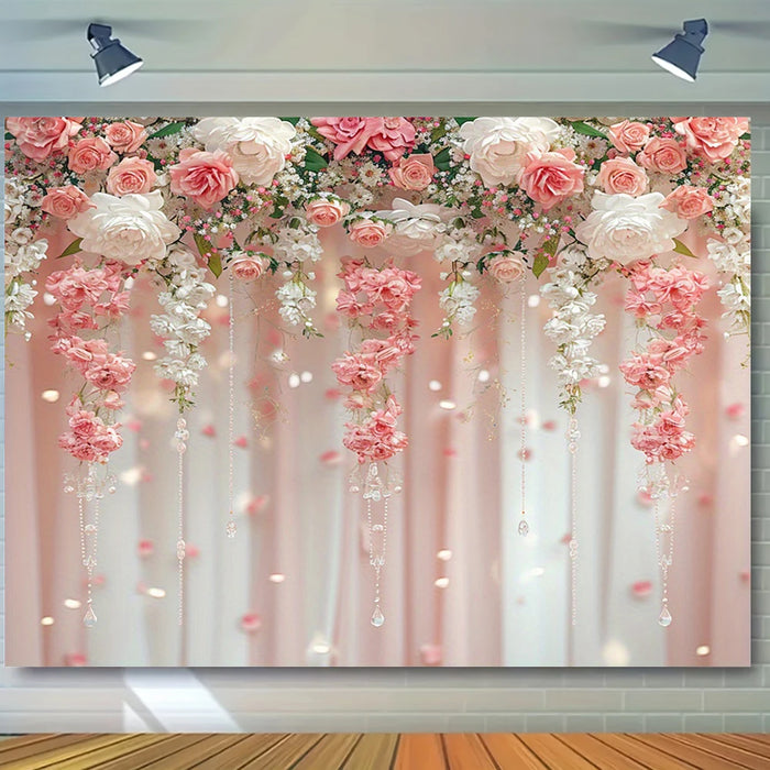 Wedding Flowers Curtain Backdrop – Bridal Shower, Engagement Ceremony & Party Photography Wall Decor