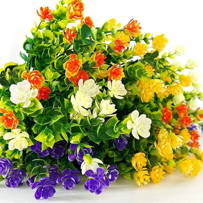 20 Bundles UV Resistant Outdoor Artificial Flowers – Faux Plastic Flowers for Home, Garden, and Wedding Décor