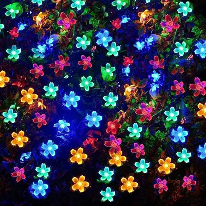 Cherry Blossom Solar String Lights – Waterproof Outdoor LED Fairy Lights with 2/8 Modes for Gardens, Patios, and Holiday Decor